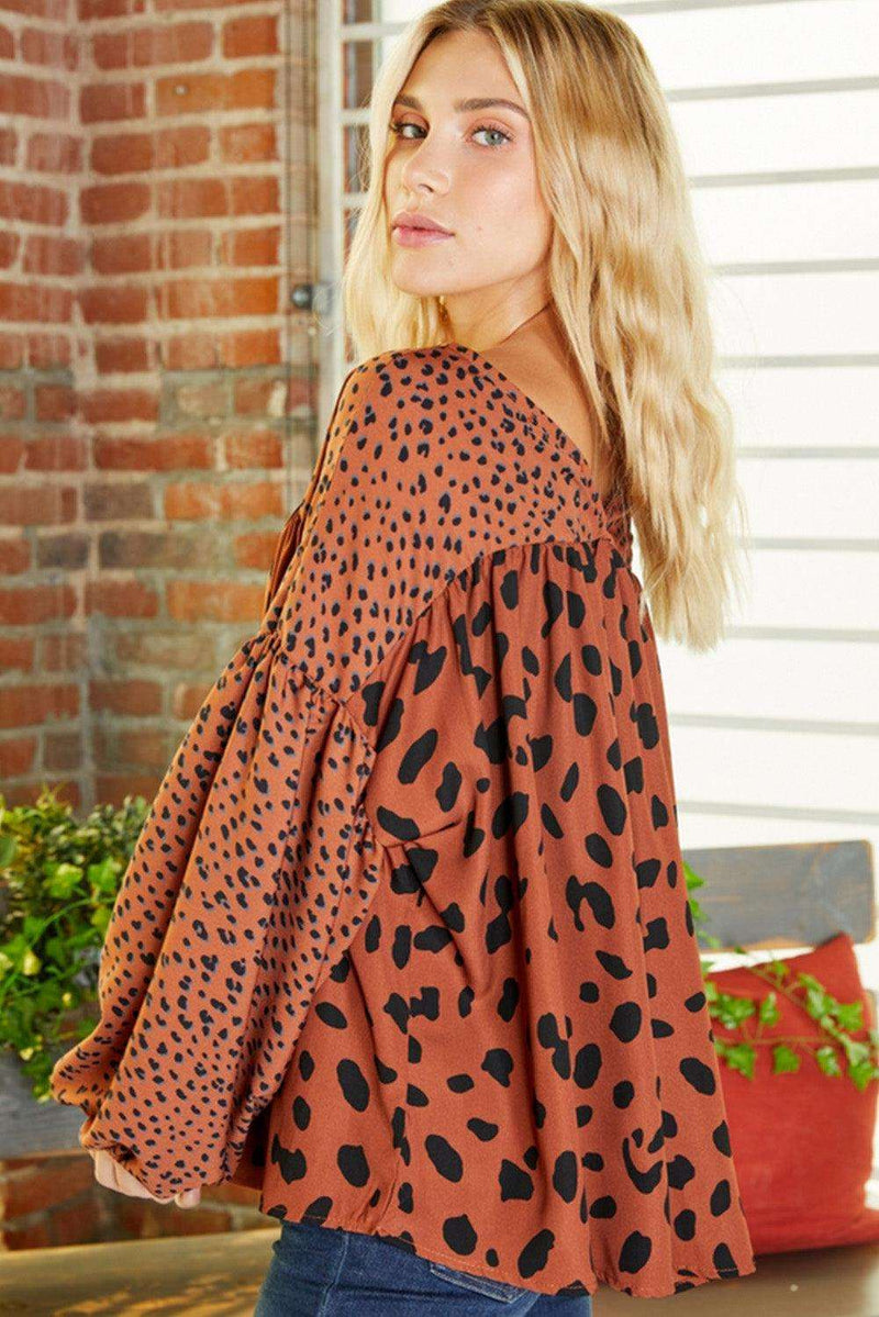 Blusa túnica marrom leopardo - Nannipaty