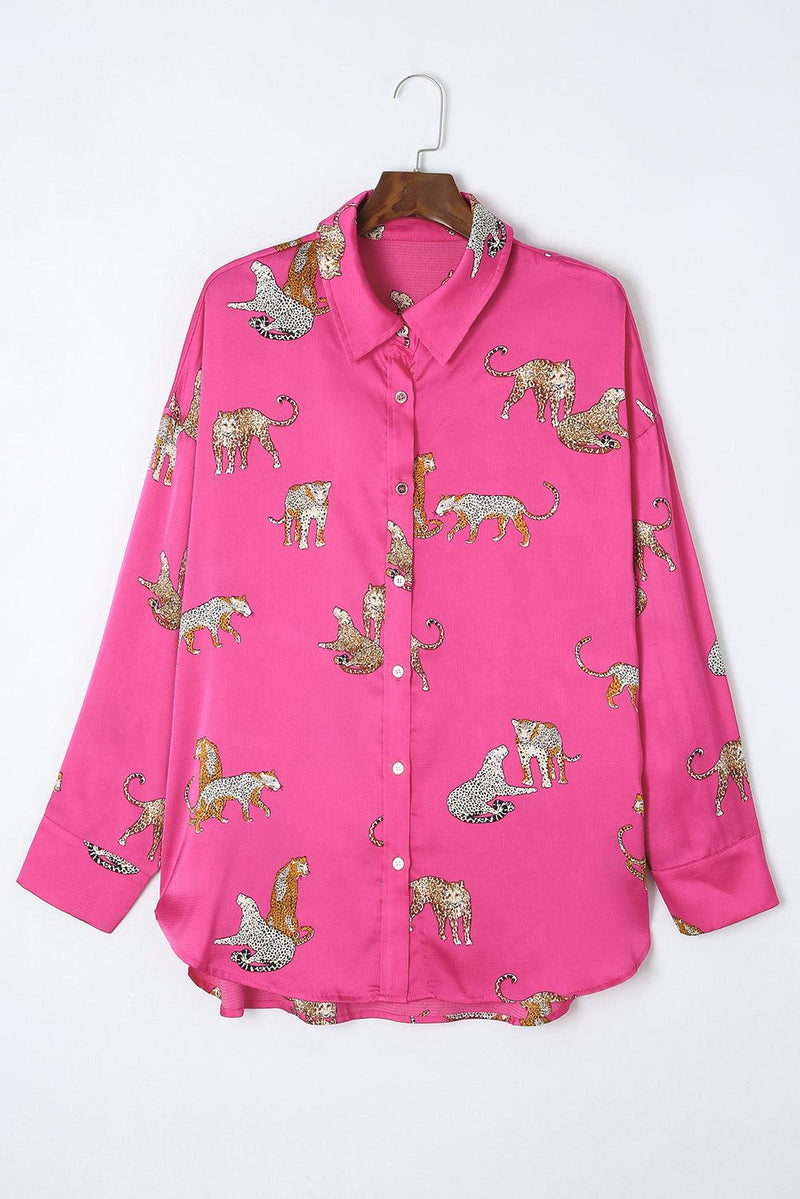 Camisa de cetim com estampa animal - Nannipaty