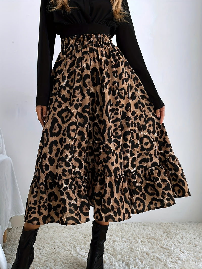 Saia elegante com  estampa de Leopardo