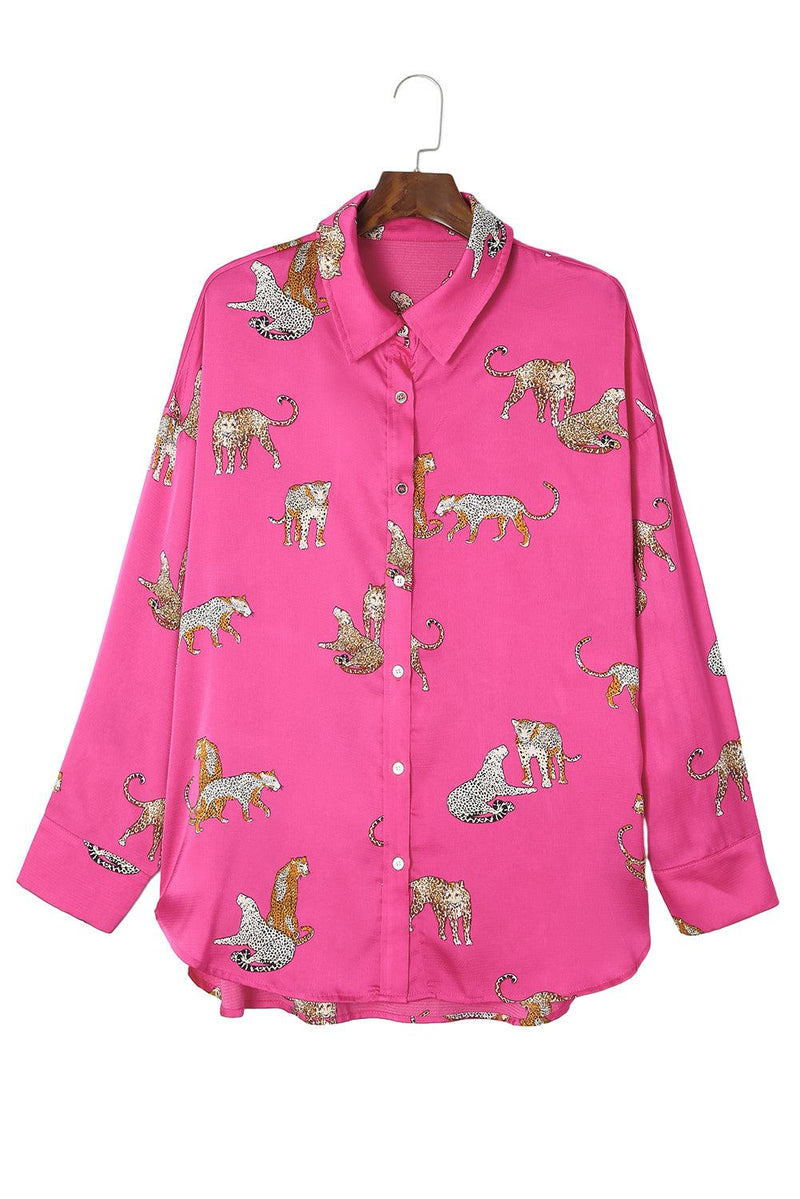 Camisa de cetim com estampa animal - Nannipaty