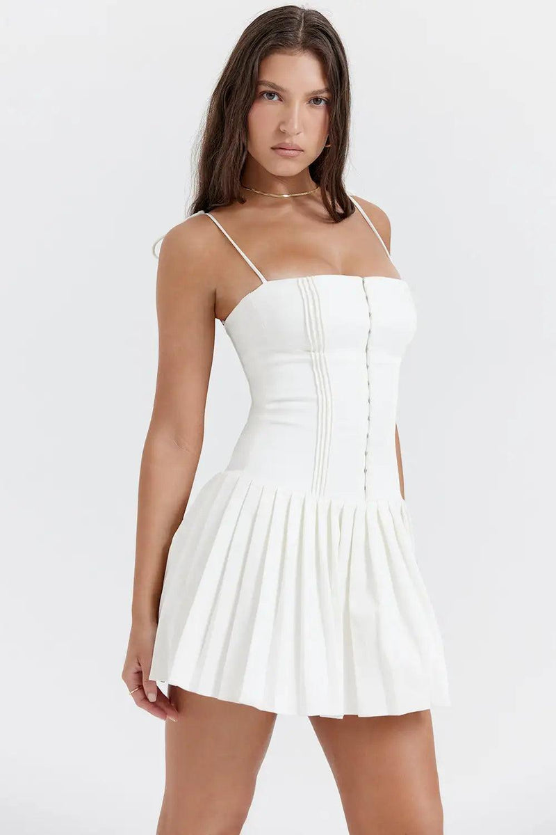 Vestido Branco Plissado - Nannipaty