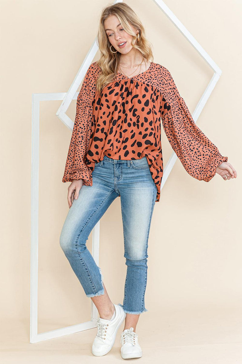 Blusa túnica marrom leopardo - Nannipaty