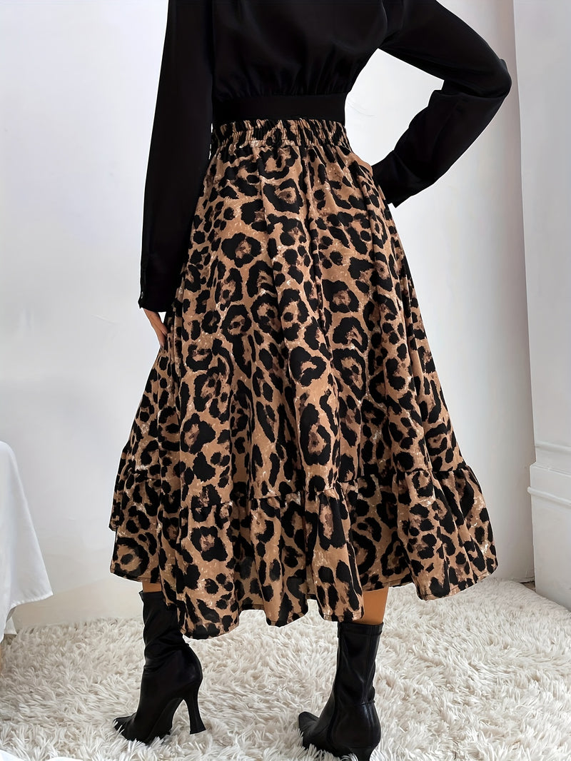 Saia elegante com  estampa de Leopardo