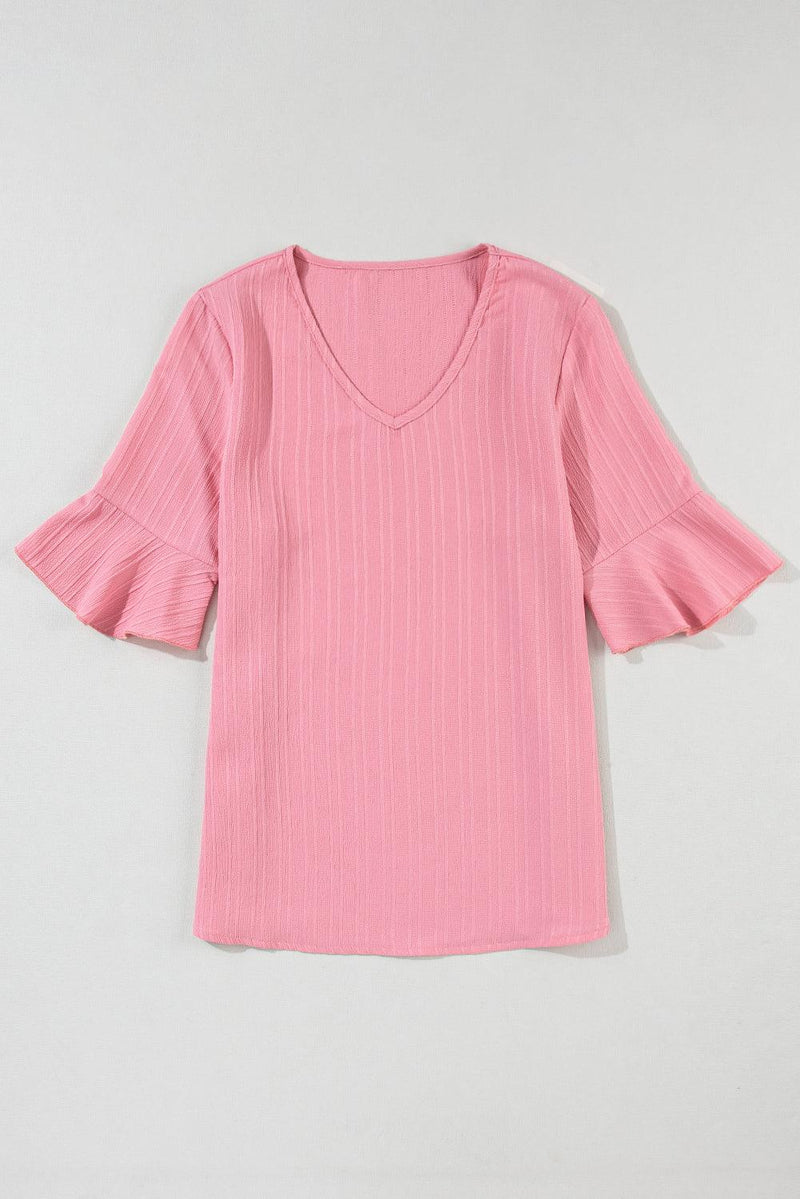 Blusa texturizada com decote em V - Nannipaty