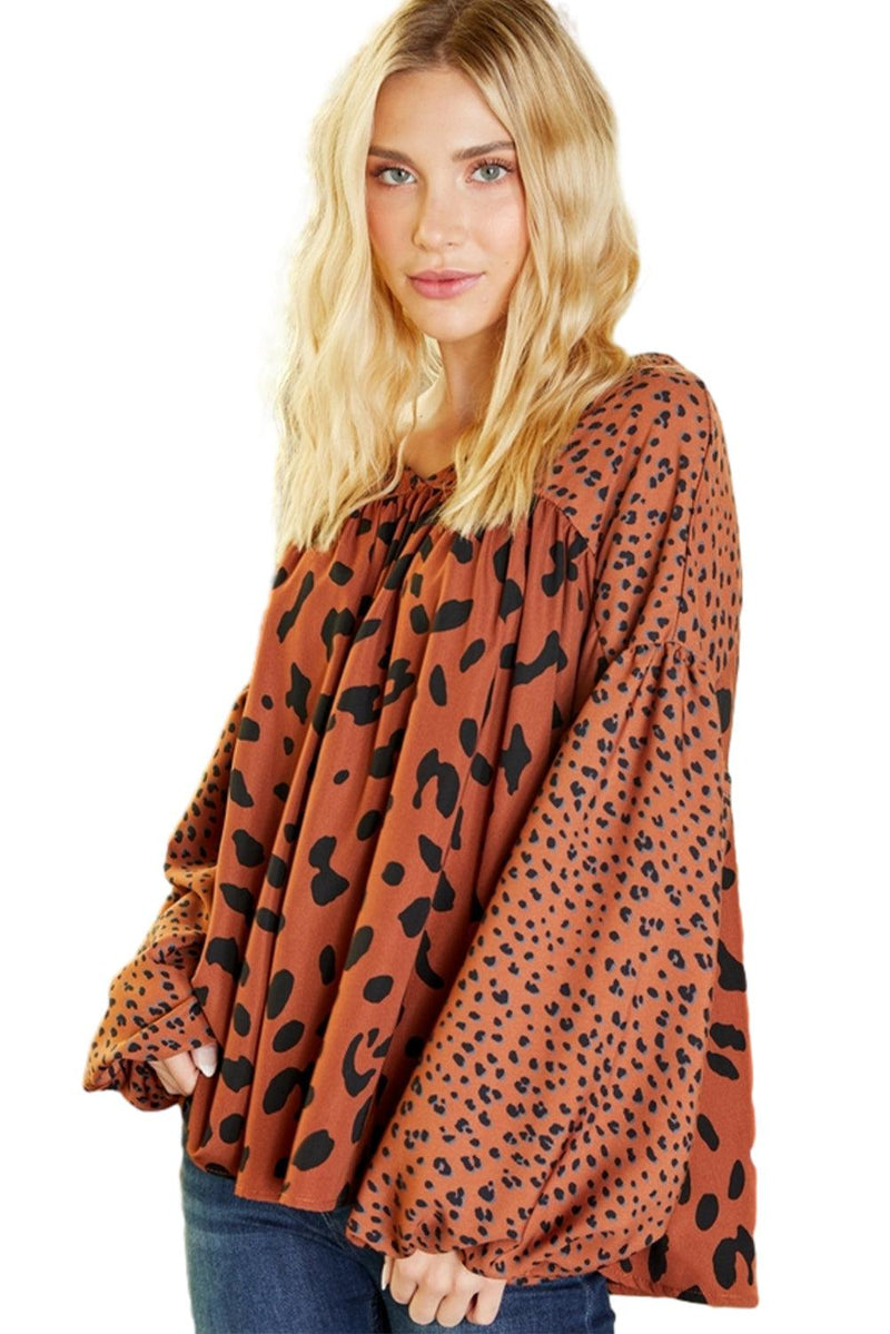 Blusa túnica marrom leopardo - Nannipaty