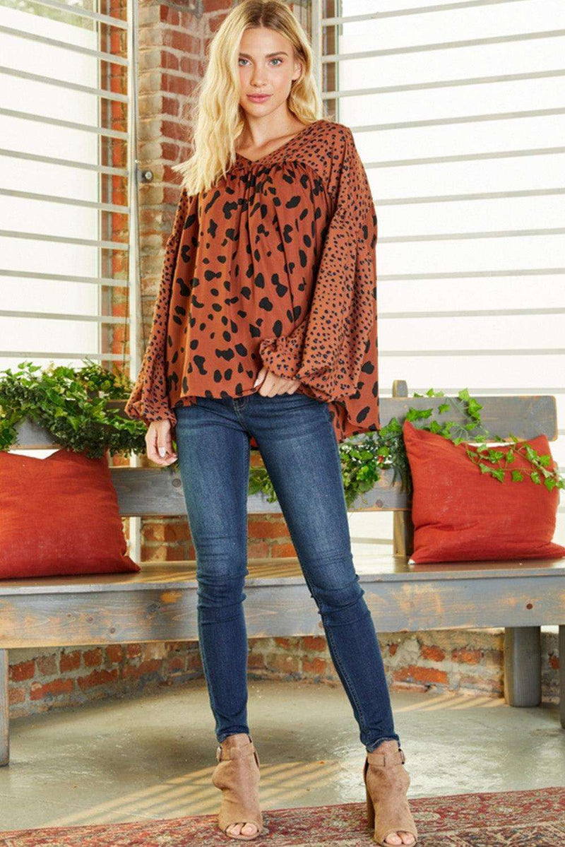 Blusa túnica marrom leopardo - Nannipaty