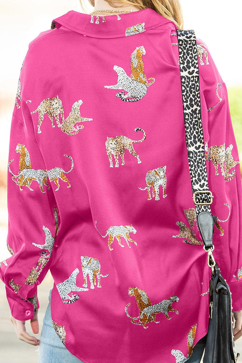 Camisa de cetim com estampa animal - Nannipaty