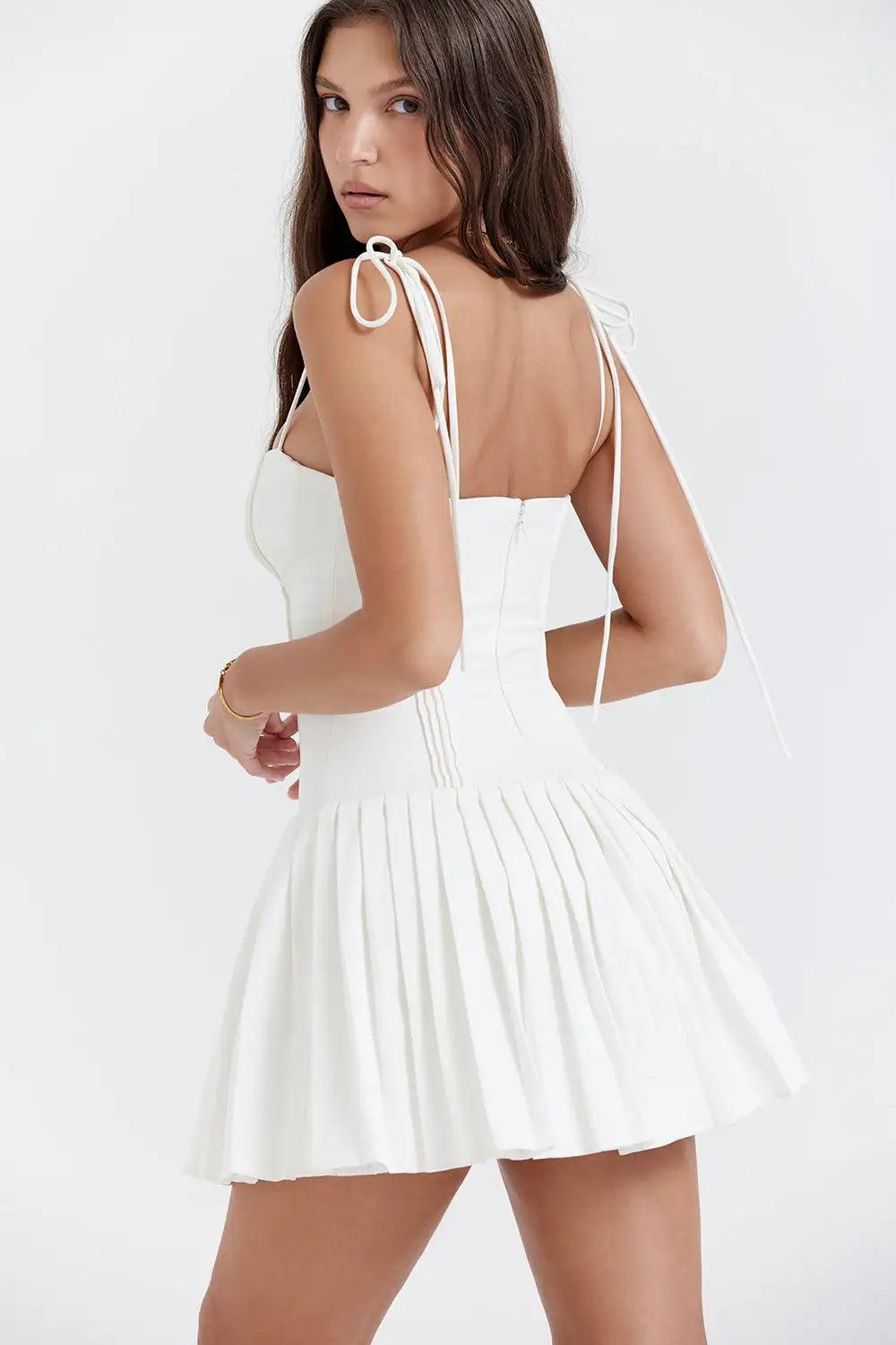 Vestido Branco Plissado - Nannipaty