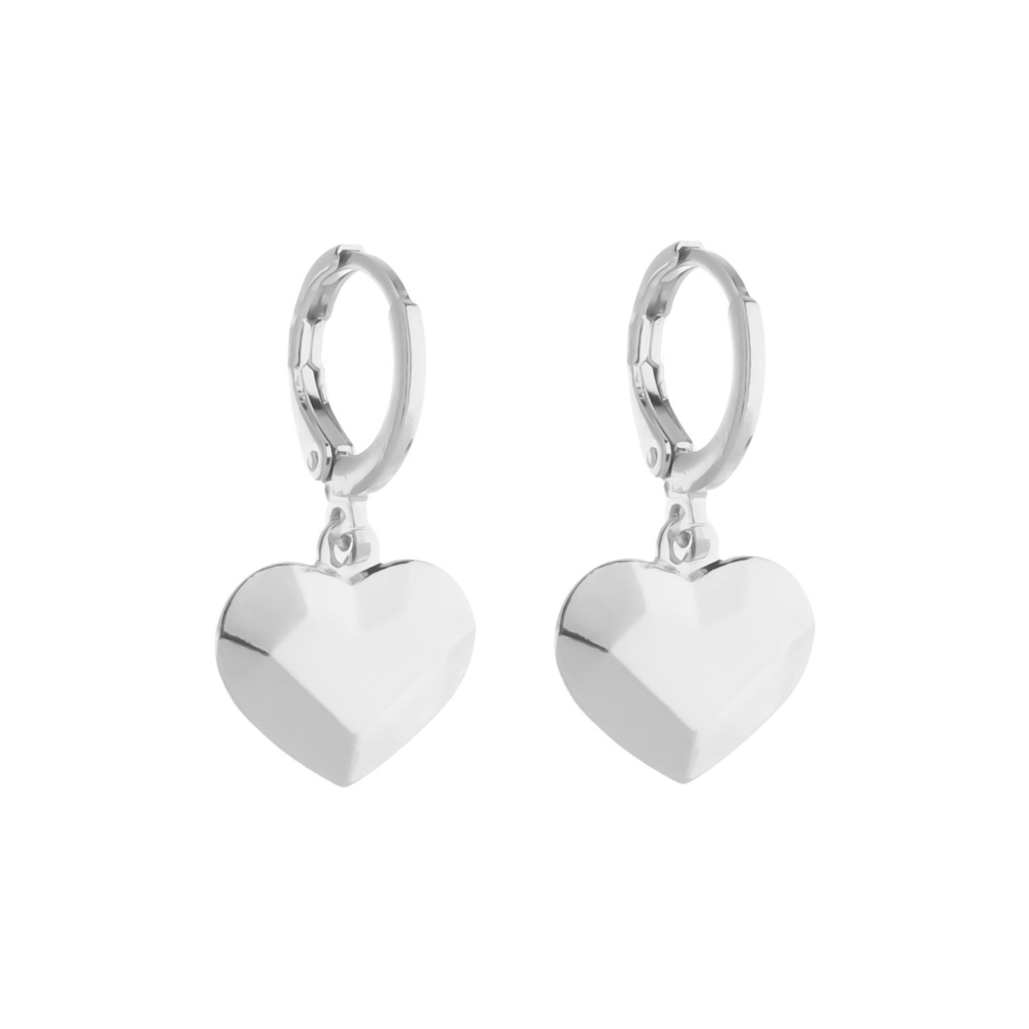 Silver Hoop Earring with Heart and Straight Lines