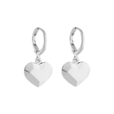 Silver Hoop Earring with Heart and Straight Lines