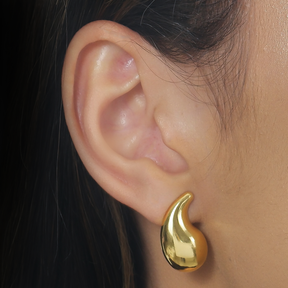 Medium Curved Drop Gold Earring