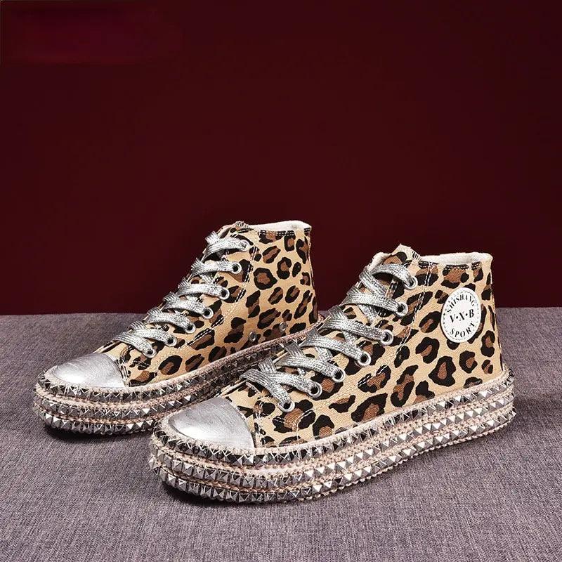 Sapatos femininos de lona leopardo - Nannipaty