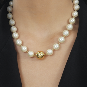 Golden Pearl and Ball Necklace