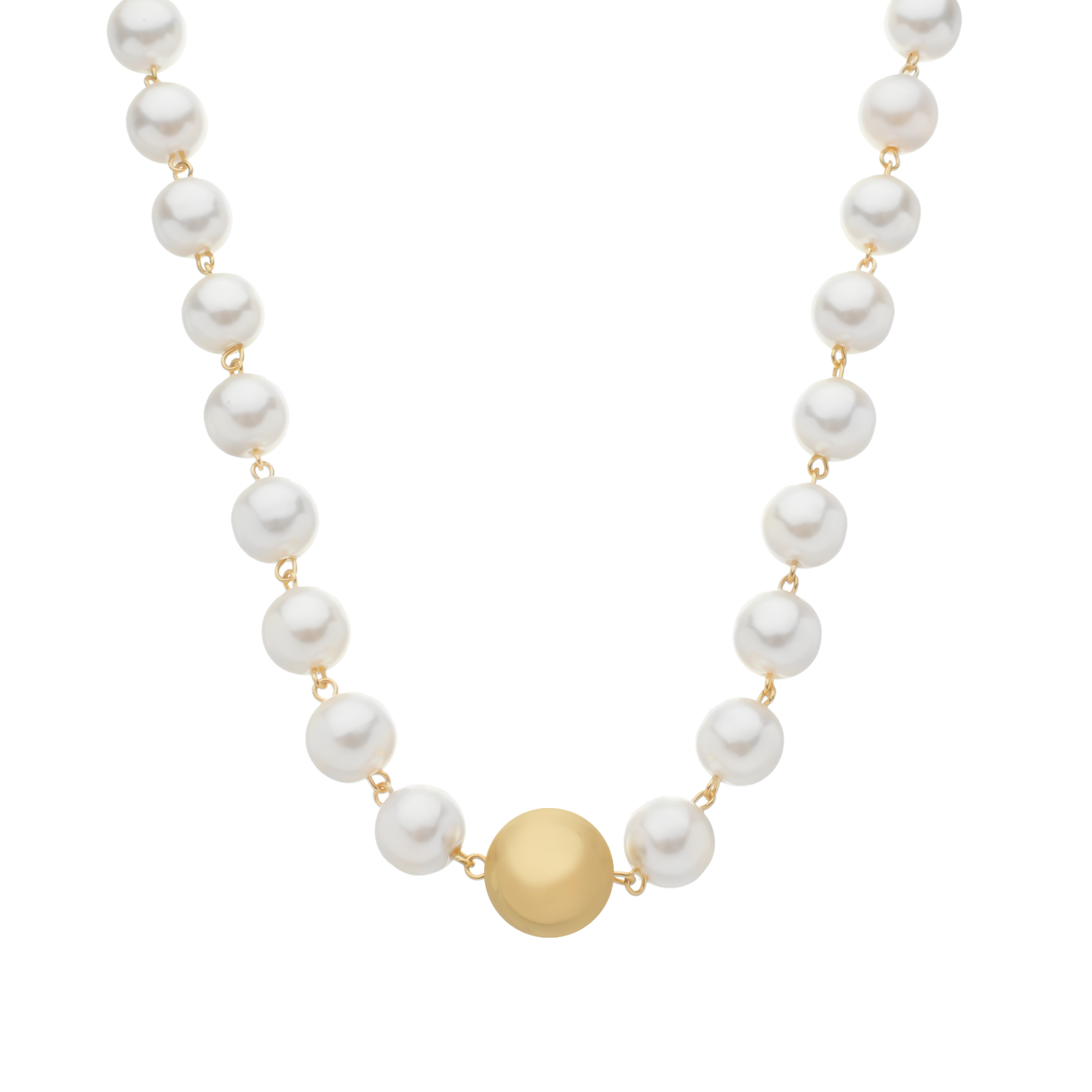 Golden Pearl and Ball Necklace