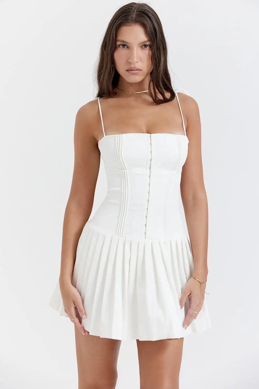 Vestido Branco Plissado - Nannipaty