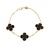 Gold Clover Bracelet with Black Zirconia