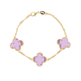 Gold Clover Bracelet with Pink Zirconia