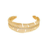 Bracelete Dourado de Pena Cravejado de Zircônia