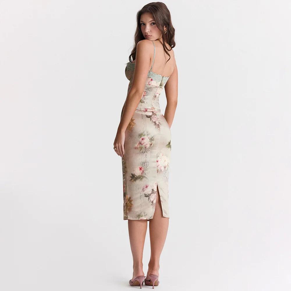 Vestido Floral Cetim - Nannipaty