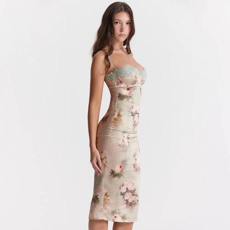 Vestido Floral Cetim - Nannipaty