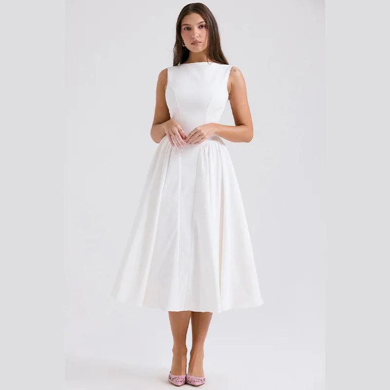 Vestido Midi Feminino de Cintura Alta - Nannipaty