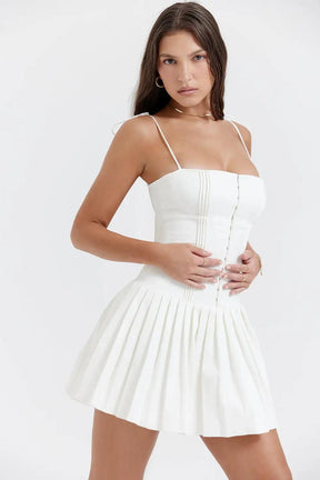 Vestido Branco Plissado - Nannipaty