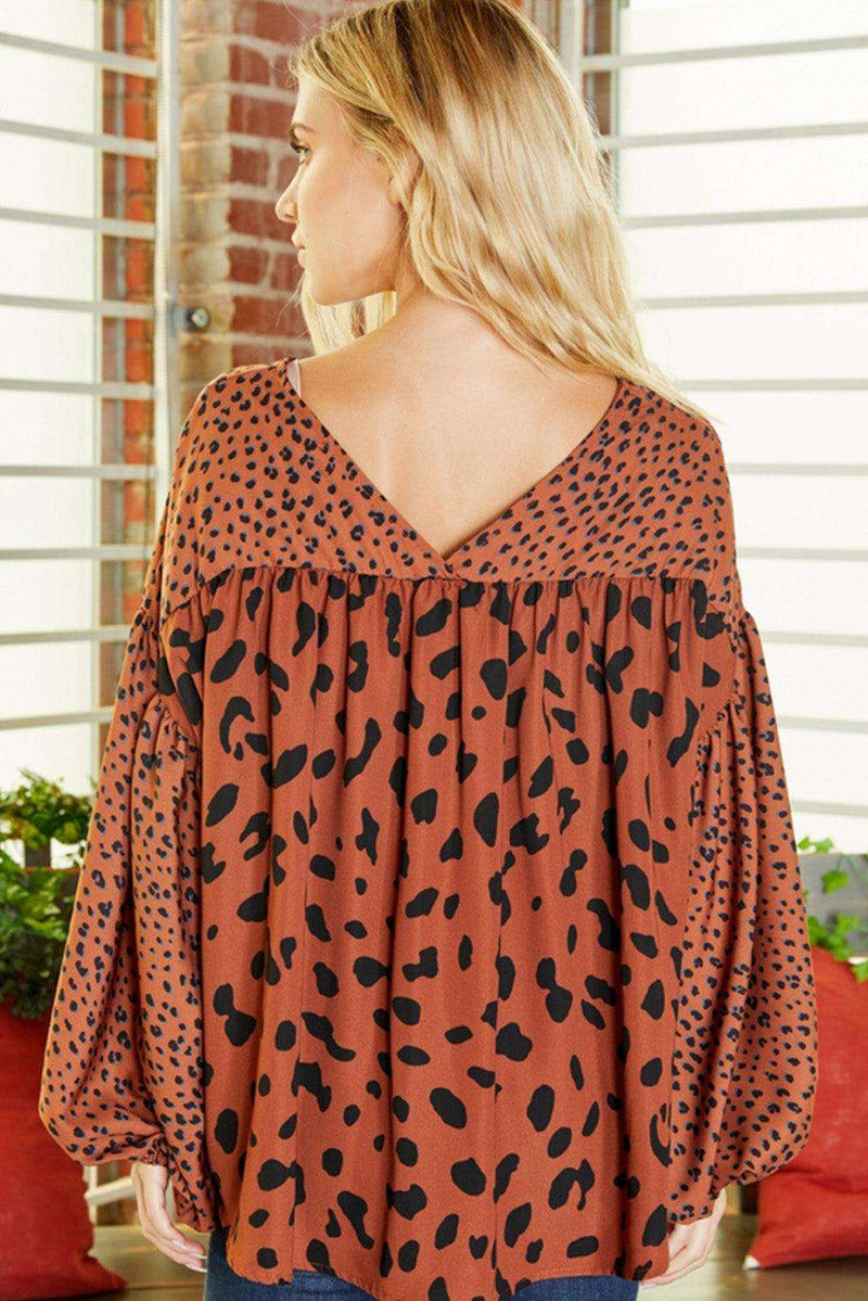 Blusa túnica marrom leopardo - Nannipaty