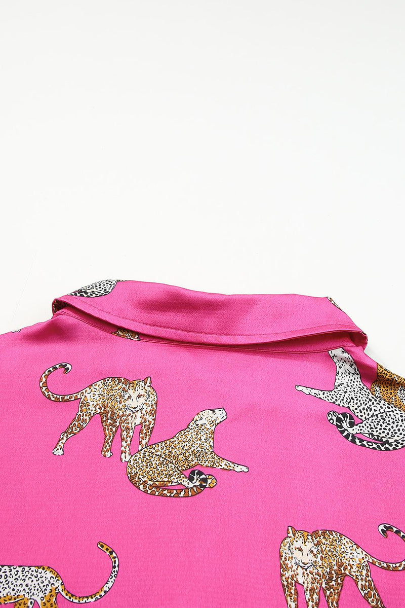 Camisa de cetim com estampa animal - Nannipaty