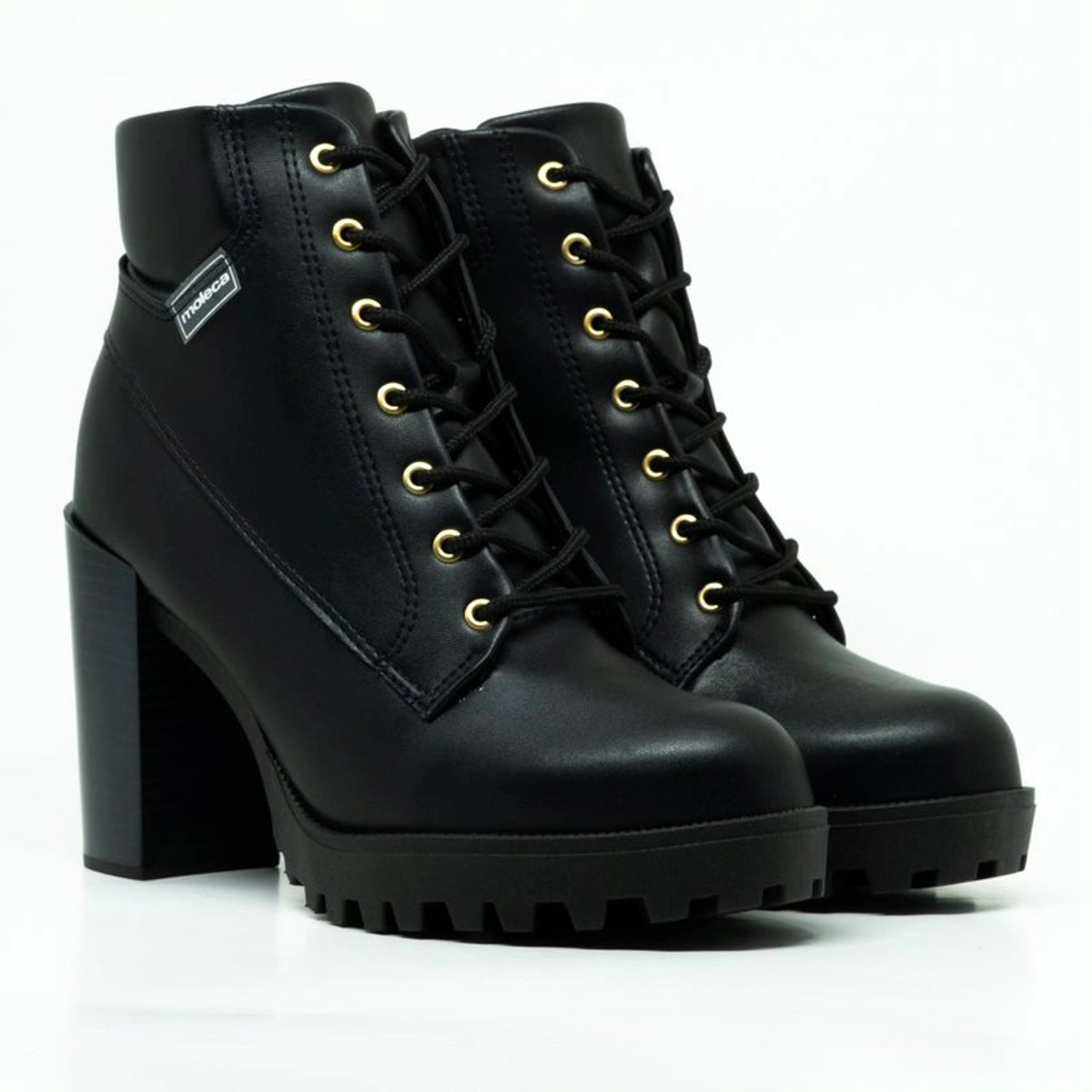 Moleca Short Shaft Block Heel Combat Boot