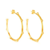 Gold Hoop Earring with Chain, Beads and Pearls