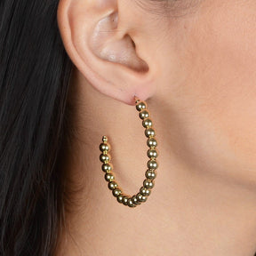 Gold Hoop Earrings Studded with Balls