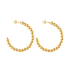 Gold Hoop Earrings Studded with Balls