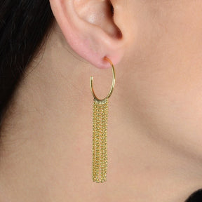 Gold Hoop and Fringe Earring