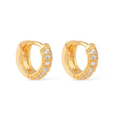 Gold Hoop Earring with 14 Zirconia Stones