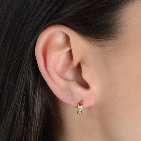 Gold Hoop Earring with Zirconia Stones