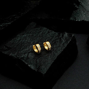 Gold Hoop Earring with Zirconia Stones