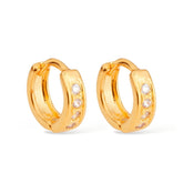 Gold Hoop Earring with Zirconia Stones