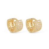 Gold Open Hoop Earring with 48 Zirconia Stones