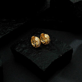 Gold Hoop Earring with Openwork Zirconia Stones