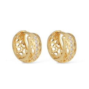 Gold Hoop Earring with Openwork Zirconia Stones