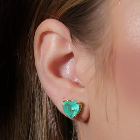 Green Heart Gold Earring