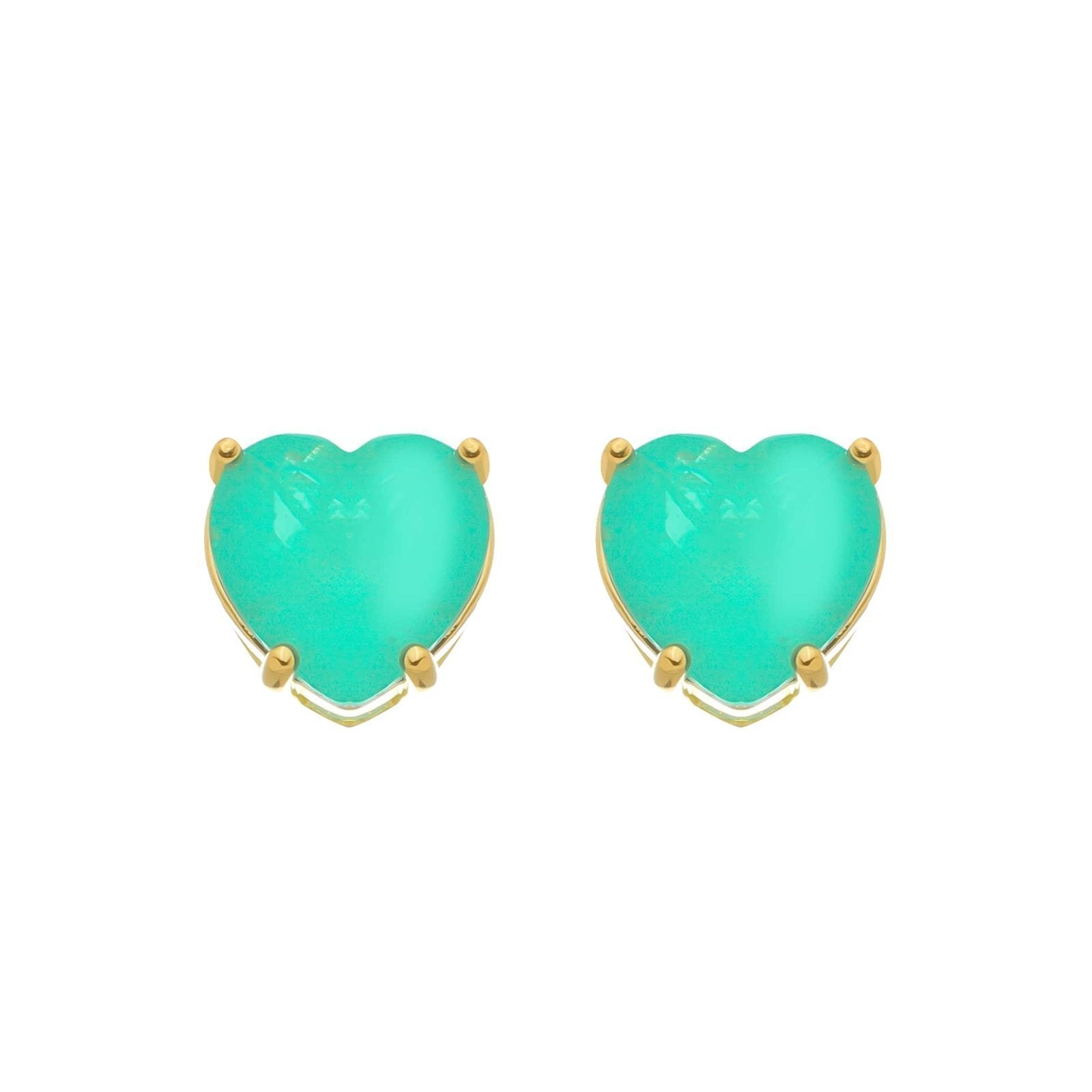 Green Heart Gold Earring