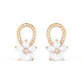 Gold Flower Earring with Zirconia and Crystal