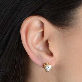 Gold Heart-shaped Zirconia Earring