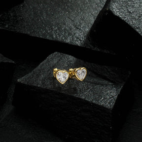 Gold Heart-shaped Zirconia Earring