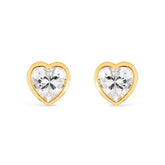 Gold Heart-shaped Zirconia Earring