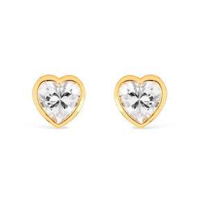 Gold Heart-shaped Zirconia Earring