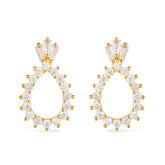 Gold Zirconia Earring in Teardrop and Crown Shape