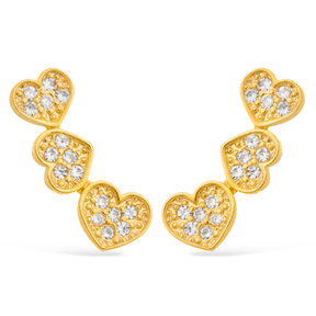 Gold Heart Ear Cuff Earring with Zirconia