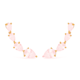 Gold Ear Cuff Pink Drop Earring